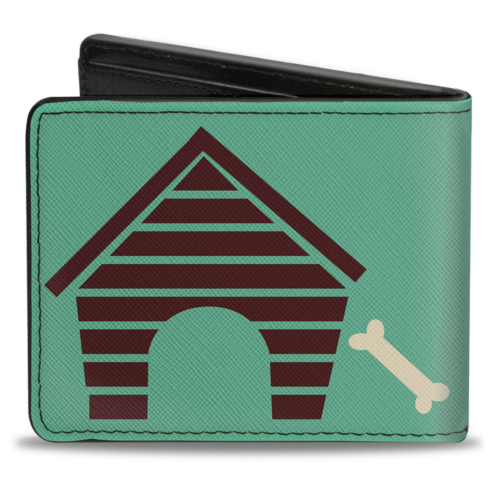 Bi-Fold Wallet - Dog House & Bone Turquoise Brown Bi-Fold Wallets Buckle-Down   
