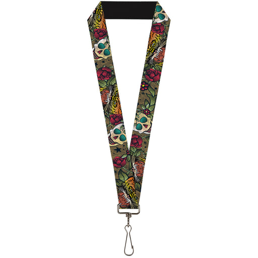Lanyard - 1.0" - Death Before Dishonor CLOSE-UP Olive Lanyards Buckle-Down   