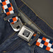 BD Wings Logo CLOSE-UP Full Color Black Silver Seatbelt Belt - Checker Navy/Orange/White Webbing Seatbelt Belts Buckle-Down   