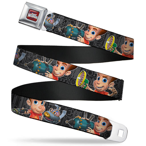The Adventures of Jimmy Neutron Logo Full Color Red/Blues Seatbelt Belt - Jimmy Neutron Gadget Poses/Goddard Webbing Seatbelt Belts Nickelodeon   