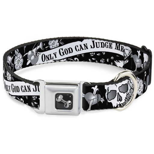 Dog Bone Seatbelt Buckle Collar - Only God Can Judge Me Black/White Seatbelt Buckle Collars Buckle-Down   