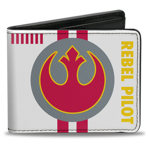 Bi-Fold Wallet - Star Wars Rebel Alliance Insignia REBEL PILOT + Lightsaber X-Wing Fighter White Red Gray Yellow Bi-Fold Wallets Star Wars   