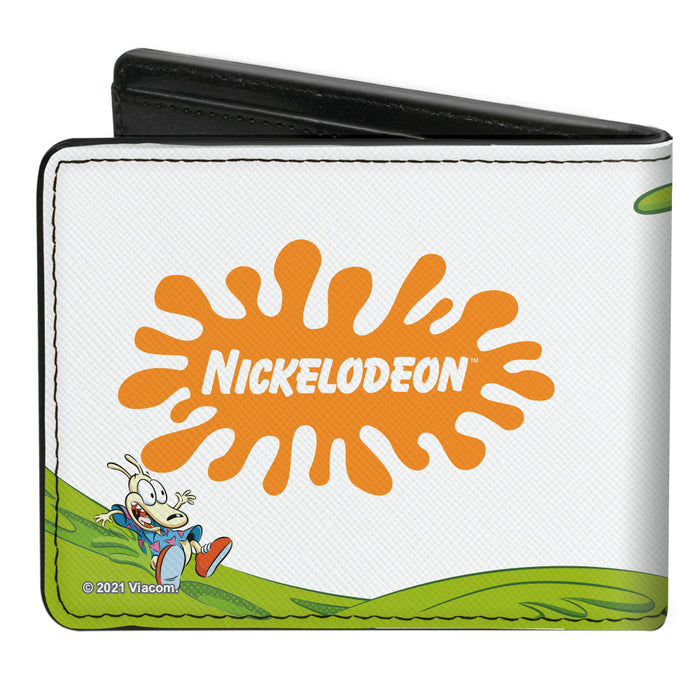 Bi-Fold Wallet - Nick 90's 9-Character Mash Up Collage + NICKELODEON Splat Logo White Bi-Fold Wallets Nickelodeon   