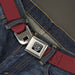 BD Wings Logo CLOSE-UP Full Color Black Silver Seatbelt Belt - Burgundy Webbing Seatbelt Belts Buckle-Down   