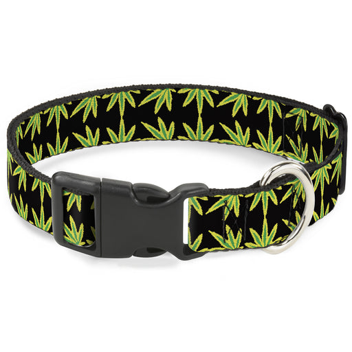 Buckle-Down Plastic Buckle Dog Collar - Marijuana Reflection Black/Yellow/Green Plastic Clip Collars Buckle-Down   