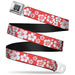 BD Wings Logo CLOSE-UP Full Color Black Silver Seatbelt Belt - Hibiscus Light Red/White Webbing Seatbelt Belts Buckle-Down   