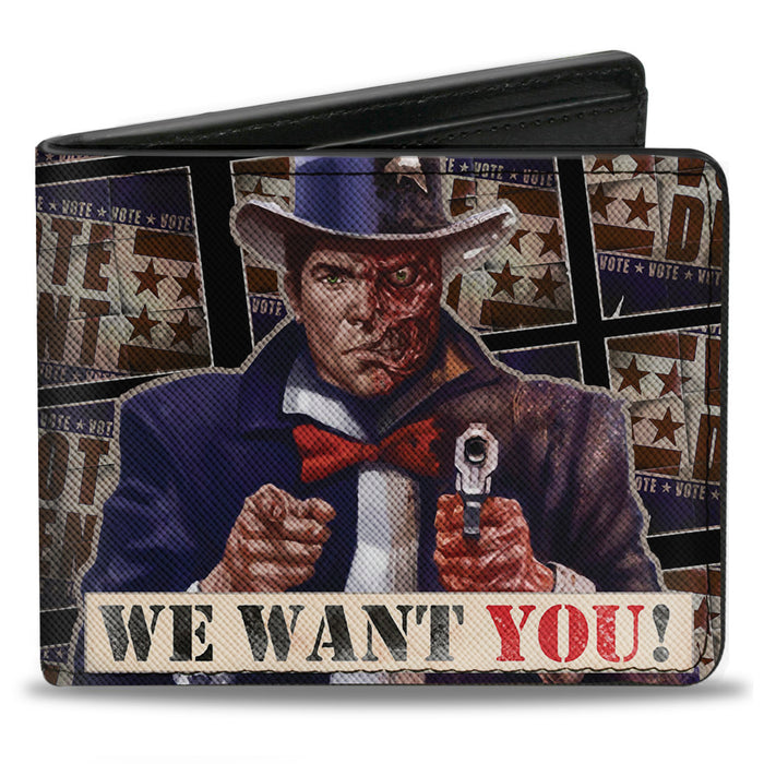 Bi-Fold Wallet - Uncle Two-Face WE WANT YOU! VOTE DENT Poster Blocks Bi-Fold Wallets DC Comics   