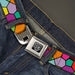 BD Wings Logo CLOSE-UP Full Color Black Silver Seatbelt Belt - Stained Glass Mosaic2 Multi Color/Navy Webbing Seatbelt Belts Buckle-Down   