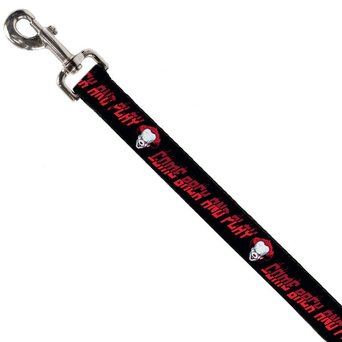 Dog Leash - It Chapter Two Pennywise Face COME BACK AND PLAY Black/Reds Dog Leashes Warner Bros. Horror Movies   