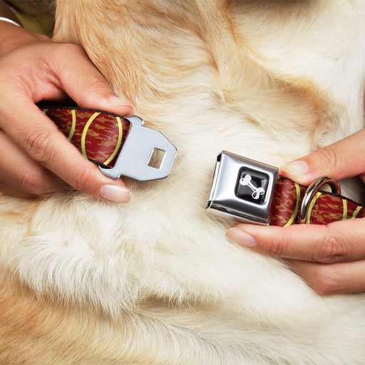 Dog Bone Seatbelt Buckle Collar - Rings Camo Burnt Orange/Yellow Seatbelt Buckle Collars Buckle-Down   