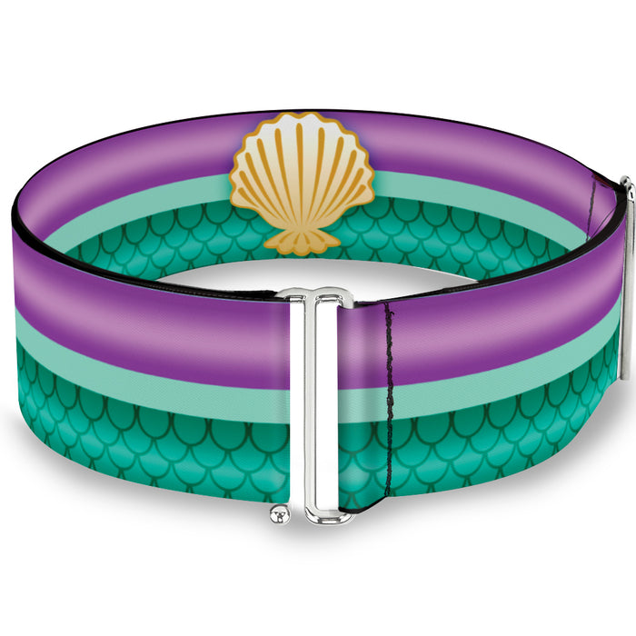 Cinch Waist Belt - Little Mermaid Stripe Shell Purple Green Gold Womens Cinch Waist Belts Disney   