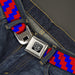 BD Wings Logo CLOSE-UP Full Color Black Silver Seatbelt Belt - Jagged Steps Stripe Red/Blue Webbing Seatbelt Belts Buckle-Down   