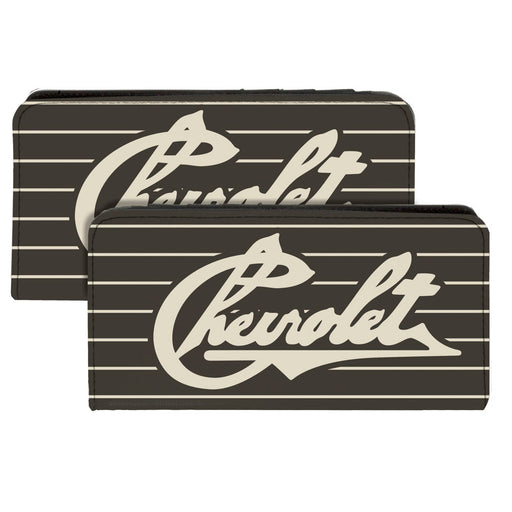 Canvas Snap Wallet - CHEVROLET Heritage Script Stripe Charcoal Tan Canvas Snap Wallets GM General Motors   