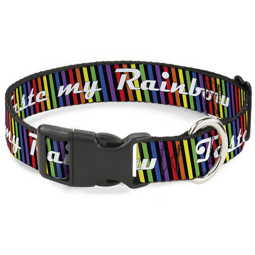 Buckle-Down Plastic Buckle Dog Collar - TASTE MY RAINBOW Black/Multi Color Plastic Clip Collars Buckle-Down   