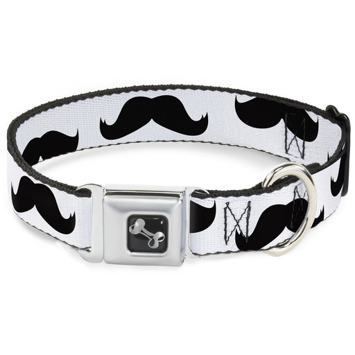 Dog Bone Seatbelt Buckle Collar - Mustaches White/Black Seatbelt Buckle Collars Buckle-Down   
