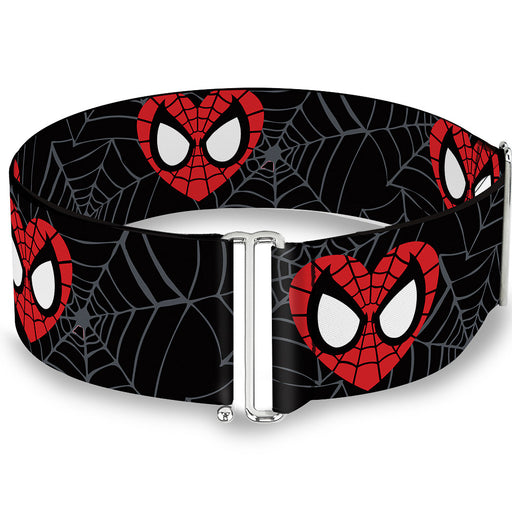 MARVEL COMICS Cinch Waist Belt - Spider-Man Heart Face Web Black Gray Womens Cinch Waist Belts Marvel Comics   