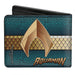 Bi-Fold Wallet - AQUAMAN Icon Scales Stripe Blues Golds Bi-Fold Wallets DC Comics   