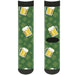 Sock Pair - Polyester - St. Pat's Clovers Beer Mugs Greens - CREW Socks Buckle-Down   