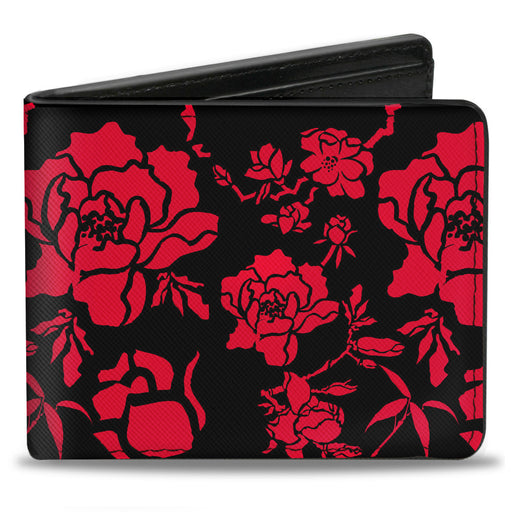 Bi-Fold Wallet - Mulan Flower Blossoms + Mushu Cri-kee Icon Black Red Gold Bi-Fold Wallets Disney   