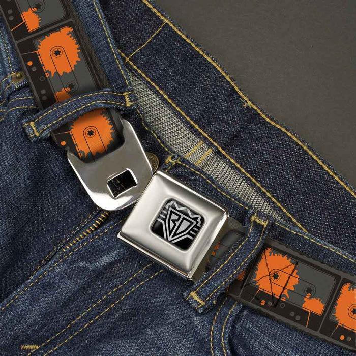 BD Wings Logo CLOSE-UP Full Color Black Silver Seatbelt Belt - Cassette Splatter Gray/Orange Webbing Seatbelt Belts Buckle-Down   