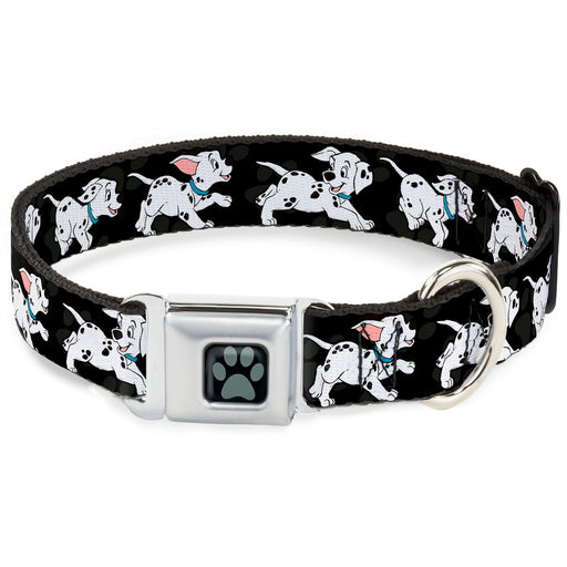 Dalmatian Paw Full Color Black Gray Seatbelt Buckle Collar - Dalmatians Running/Paws Black/Gray/White/Black Seatbelt Buckle Collars Disney   