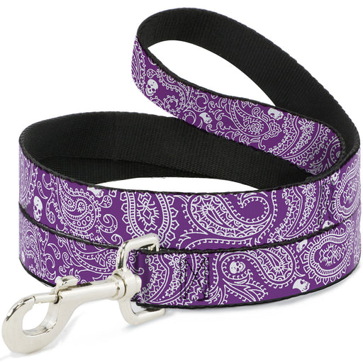 Dog Leash - Bandana/Skulls Purple/White Dog Leashes Buckle-Down   