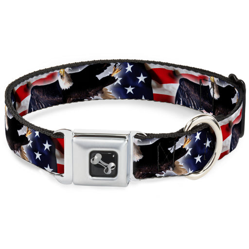 Dog Bone Seatbelt Buckle Collar - Flying Eagle/American Flag Seatbelt Buckle Collars Buckle-Down   