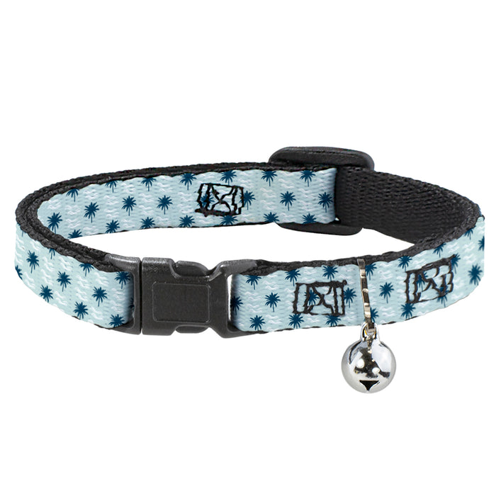 Cat Collar Breakaway - Palm Trees & Waves Monogram Blues White Breakaway Cat Collars Buckle-Down   