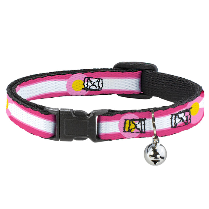 Cat Collar Breakaway - Colorado Flags7 Repeat Pinks White Light Pink Yellow Breakaway Cat Collars Buckle-Down   