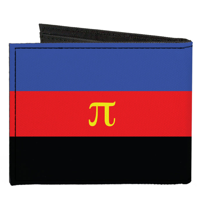 Canvas Bi-Fold Wallet - Flag Polyamorous Pi Symbol Blue Red Black Yellow Canvas Bi-Fold Wallets Buckle-Down   