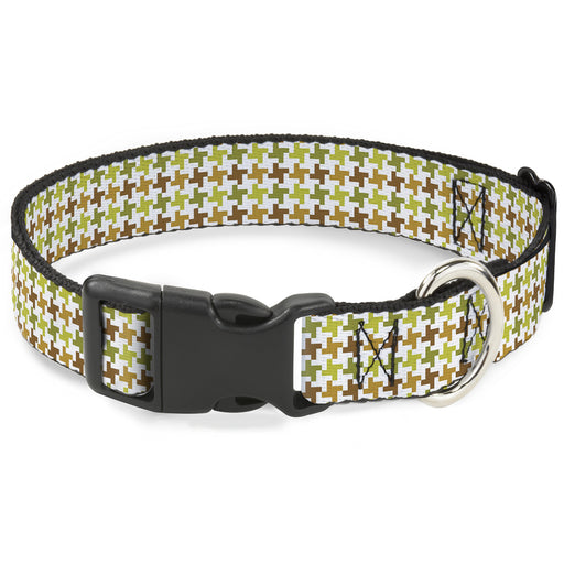 Plastic Clip Collar - Houndstooth White/Green/Brown Plastic Clip Collars Buckle-Down   