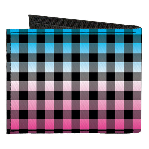 Canvas Bi-Fold Wallet - Buffalo Plaid Turquoise Fuchsia Fade Canvas Bi-Fold Wallets Buckle-Down   