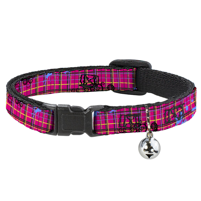 Cat Collar Breakaway - Plaid Curls Pink Black Yellow Blue Breakaway Cat Collars Buckle-Down   