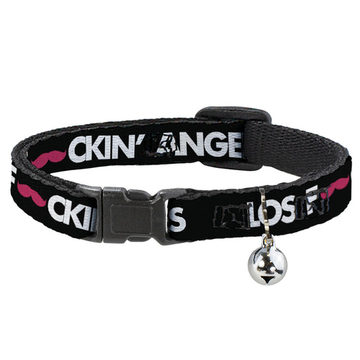 Cat Collar Breakaway - LOS F*CKIN' ANGELES Mustache Black White Pink Breakaway Cat Collars Buckle-Down   