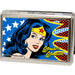 Business Card Holder - LARGE - Wonder Woman Face w Stars FCG Metal ID Cases DC Comics   