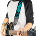 Guitar Strap - Mustaches Mini Single Repeat Black Turquoise Guitar Straps Buckle-Down   