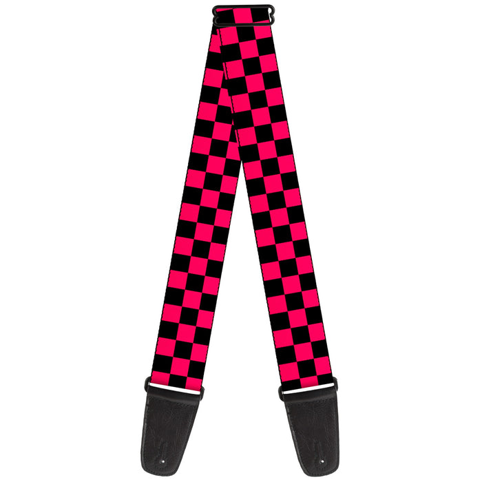 Guitar Strap - Checker Black Neon Pink Guitar Straps Buckle-Down   