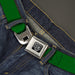BD Wings Logo CLOSE-UP Full Color Black Silver Seatbelt Belt - Kelly Green Print Webbing Seatbelt Belts Buckle-Down   
