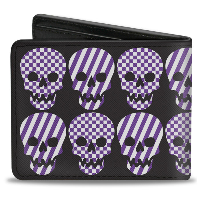Bi-Fold Wallet - Checker & Stripe Skulls Black White Purple Bi-Fold Wallets Buckle-Down   