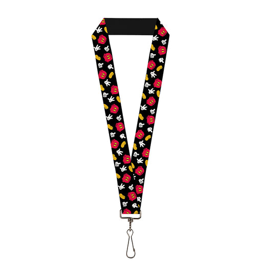 Lanyard - 1.0" - Mickey Mouse Costume Elements Scattered Black Lanyards Disney   