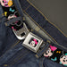 Mini Minnie Mouse Face CLOSE-UP Full Color Black Seatbelt Belt - Mini Minnie Expressions/Bows Black/Multi Color Webbing Seatbelt Belts Disney   