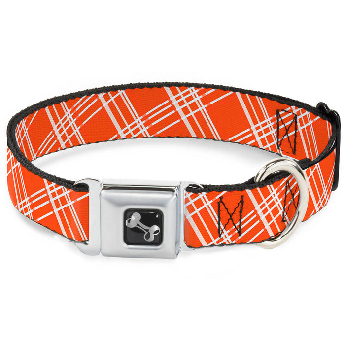 Dog Bone Seatbelt Buckle Collar - Plaid X4 Oranges/White Seatbelt Buckle Collars Buckle-Down   