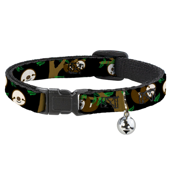 Cat Collar Breakaway - Sloth Face Hanging Black Breakaway Cat Collars Buckle-Down   