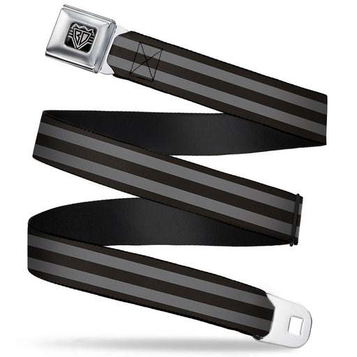 BD Wings Logo CLOSE-UP Full Color Black Silver Seatbelt Belt - Stripes 3Black/2Gray Webbing Seatbelt Belts Buckle-Down   