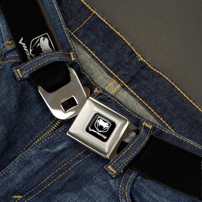 Dodge Viper Seatbelt Belt - Dodge Viper Black/Silver Logo REPEAT Webbing Seatbelt Belts Dodge   
