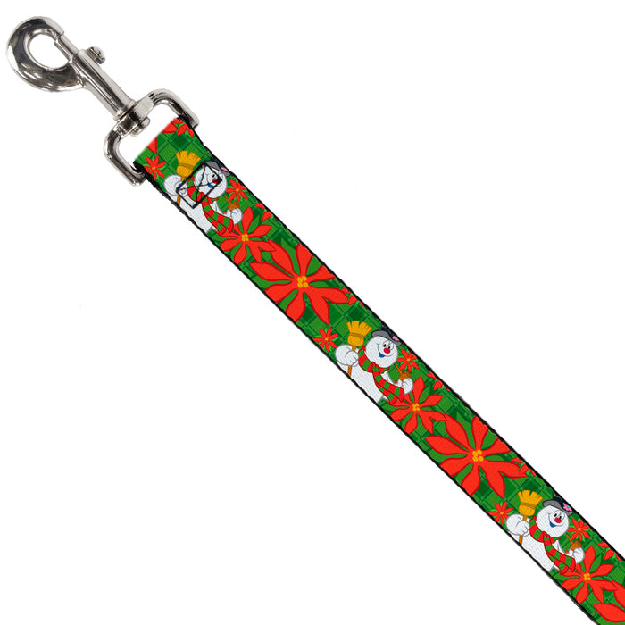 Dog Leash - Frosty the Snowman Pose Poinsetta Plaid Collage Greens/Reds Dog Leashes Warner Bros. Holiday Movies   
