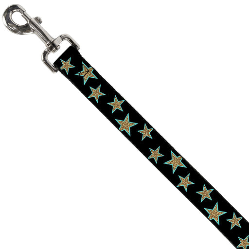 Dog Leash - Multi Stars Black/Leopard/Baby Blue Outline Dog Leashes Buckle-Down   