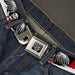 BD Wings Logo CLOSE-UP Full Color Black Silver Seatbelt Belt - Fright Night Black/White/Red Webbing Seatbelt Belts Buckle-Down   