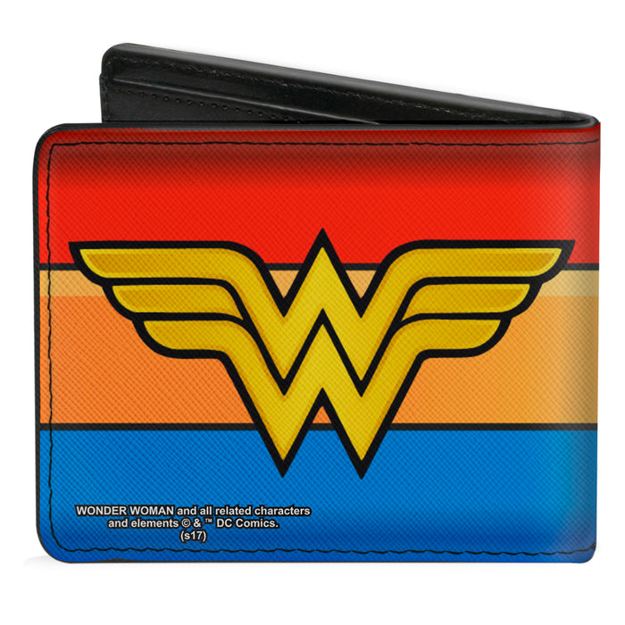 Bi-Fold Wallet - Wonder Woman Logo Stripe Red Yellows Blue Bi-Fold Wallets DC Comics   