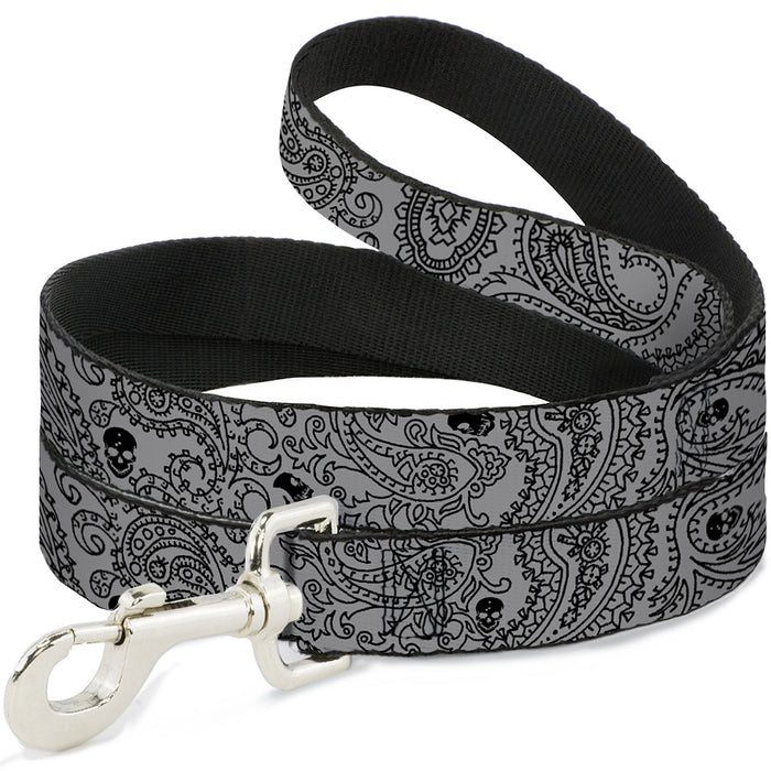 Dog Leash - Bandana/Skulls Silver/Black Dog Leashes Buckle-Down   